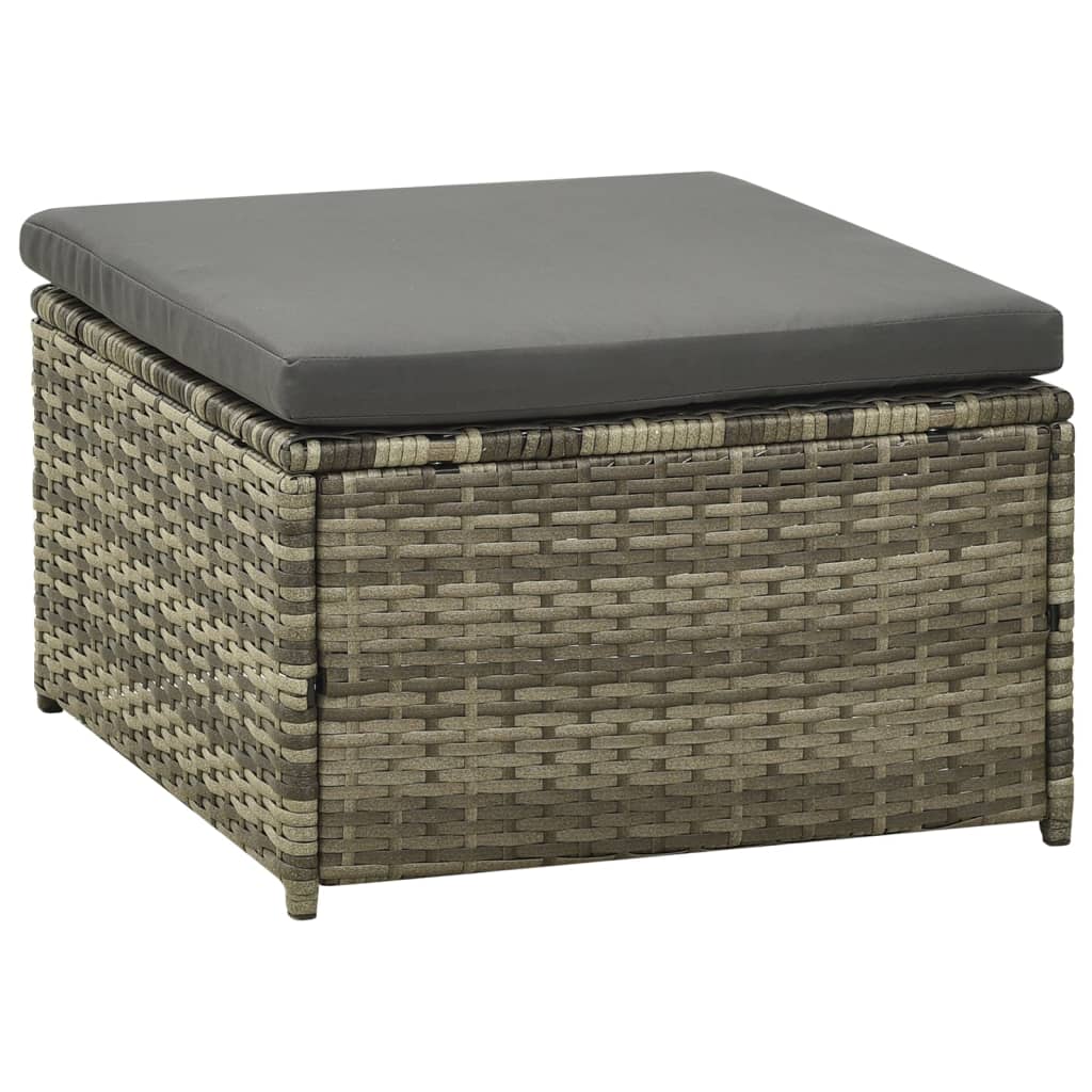 3-tlg. Garten-Lounge-Set mit Auflagen Poly Rattan Grau – Bild 6