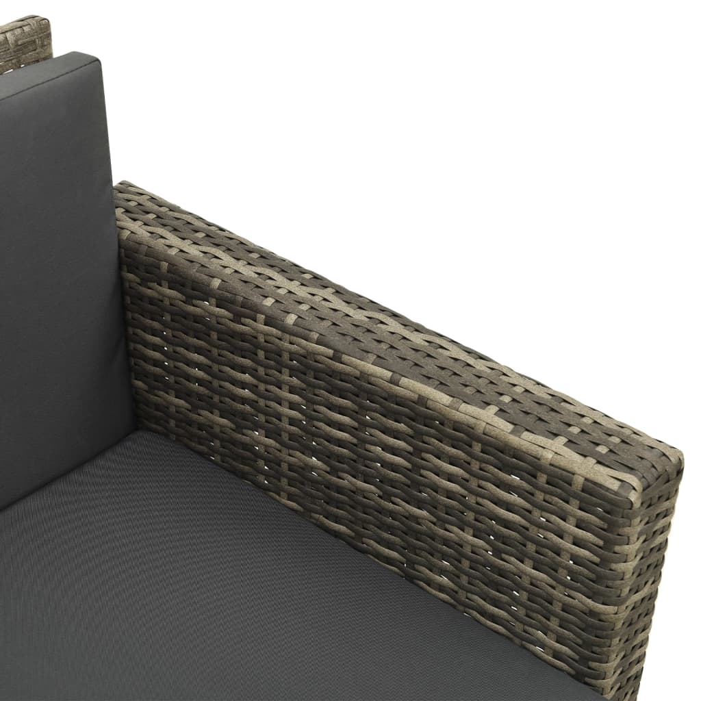 3-tlg. Garten-Lounge-Set mit Auflagen Poly Rattan Grau – Bild 8