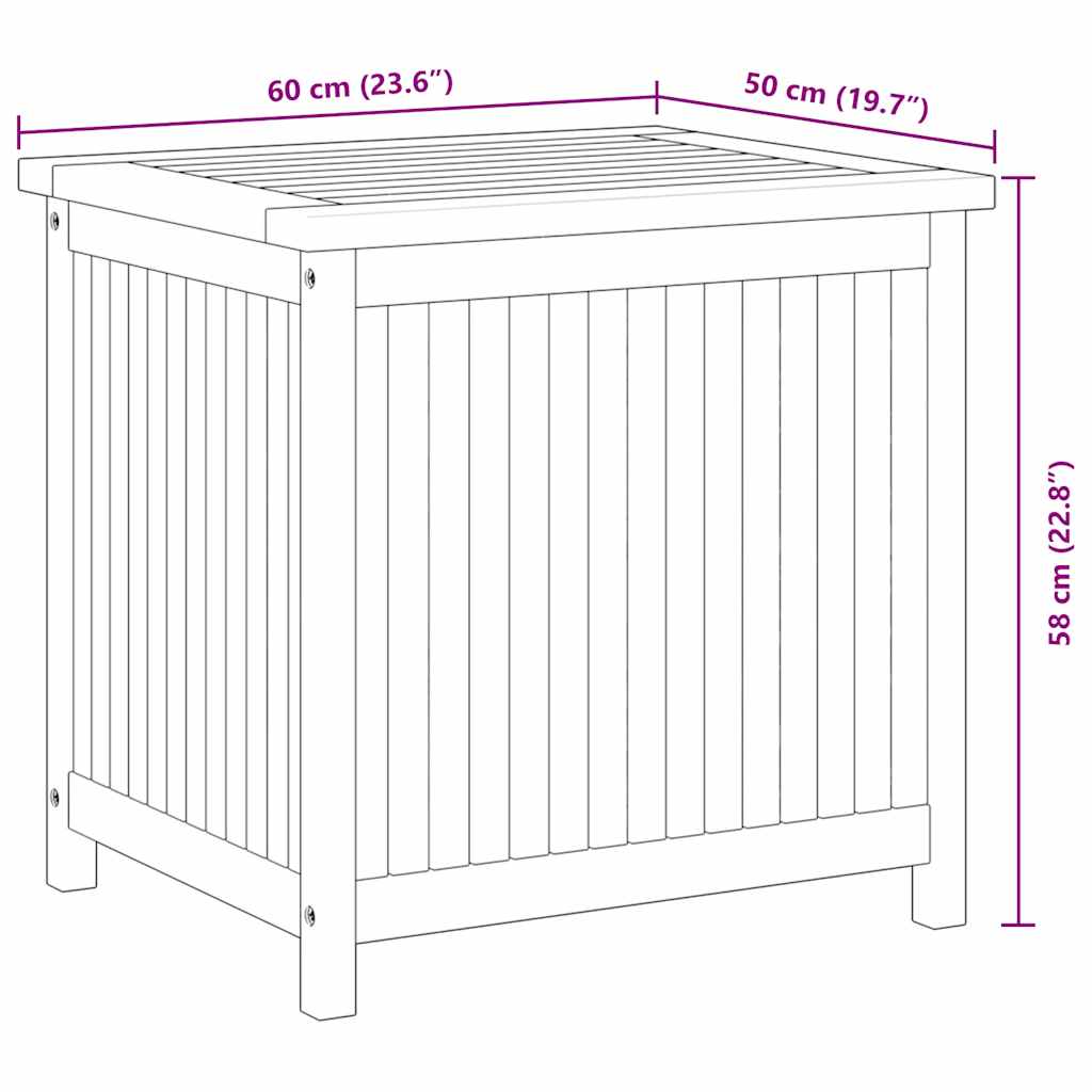 Gartenbox 60x50x58 cm Massivholz Teak – Bild 10