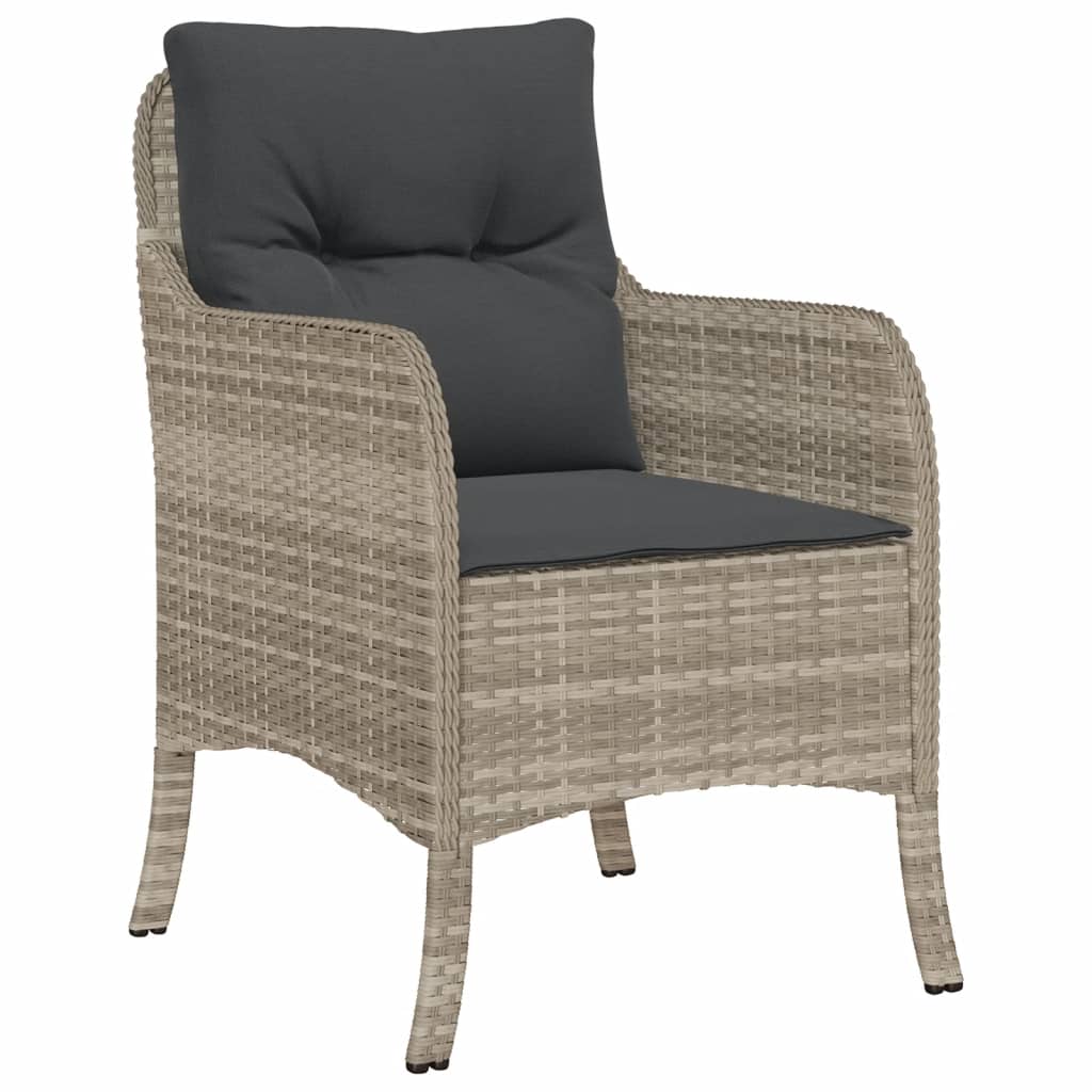 3-tlg. Garten-Essgruppe mit Kissen Hellgrau Poly Rattan – Bild 4