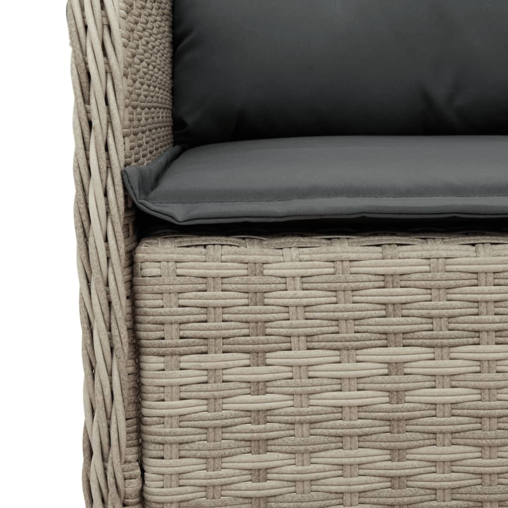 3-tlg. Garten-Essgruppe mit Kissen Hellgrau Poly Rattan – Bild 6