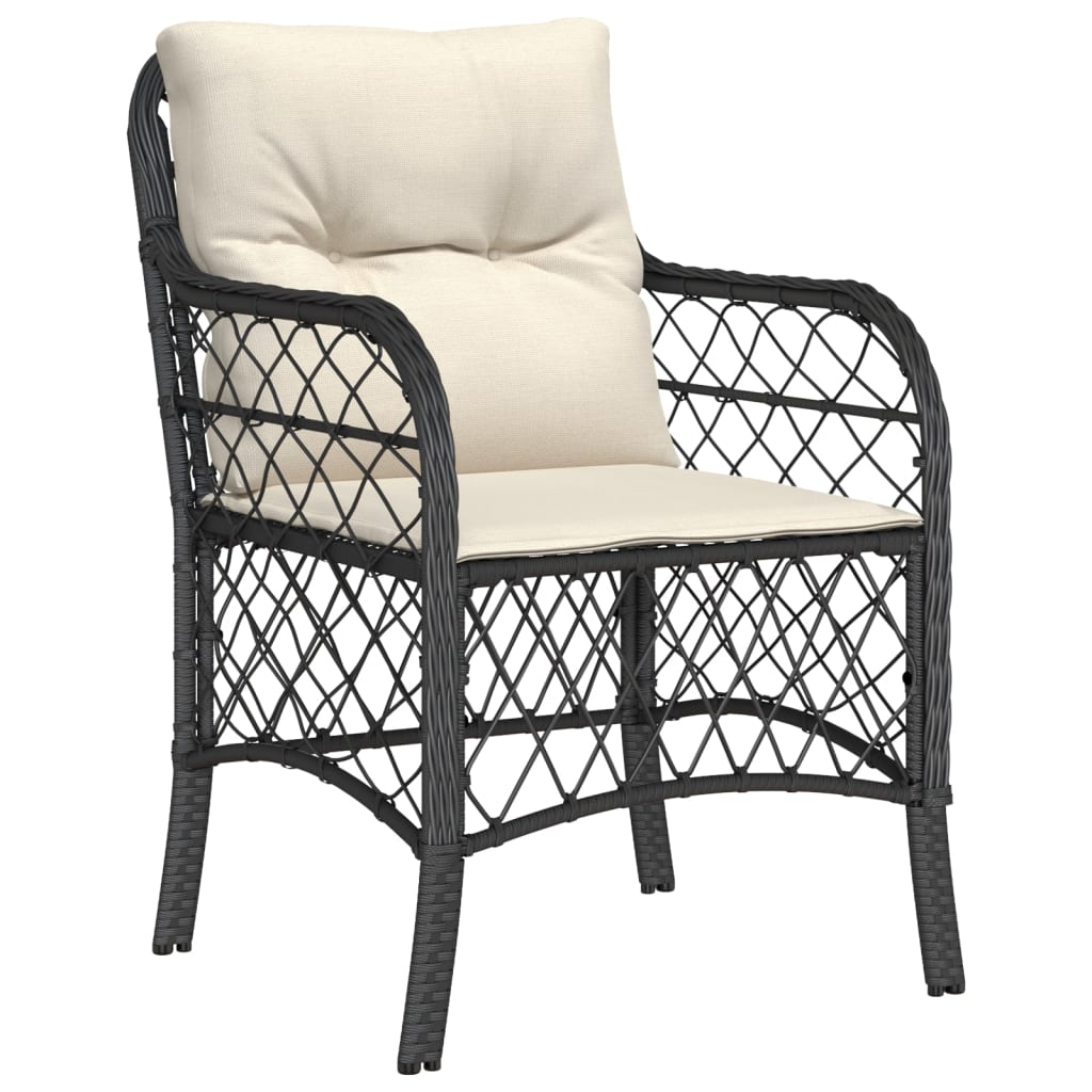 7-tlg. Garten-Essgruppe mit Kissen Schwarz Poly Rattan – Bild 4