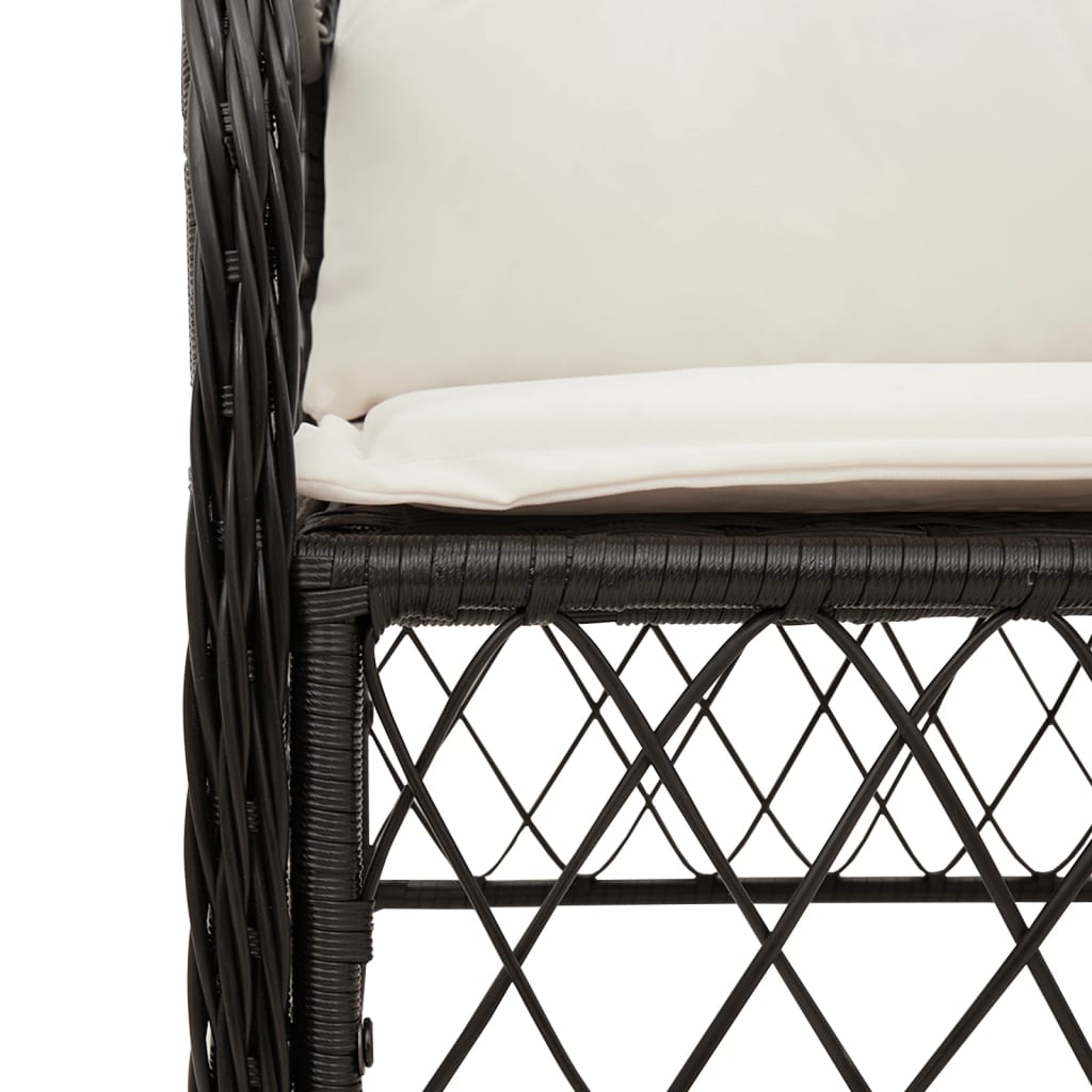 7-tlg. Garten-Essgruppe mit Kissen Schwarz Poly Rattan – Bild 6