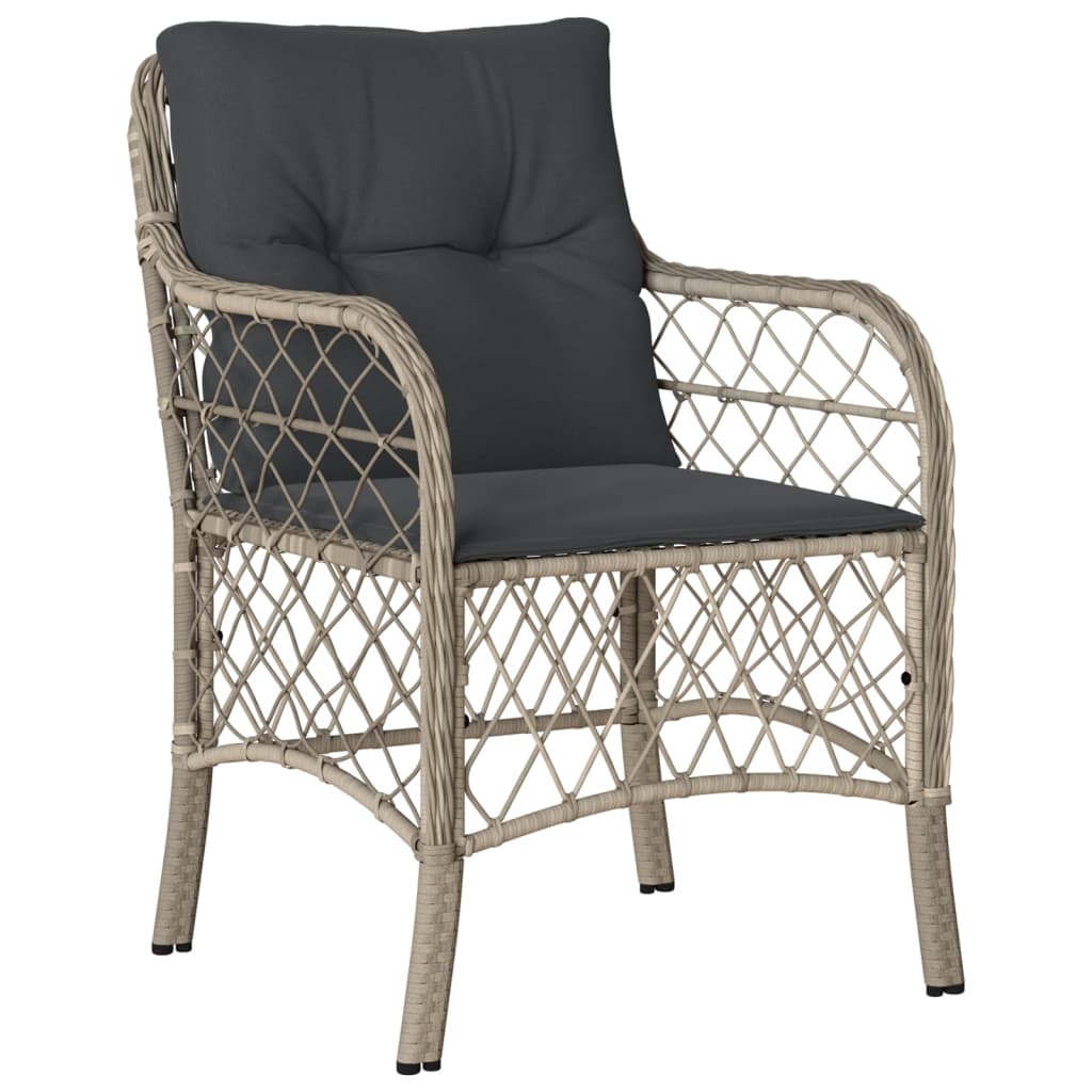 3-tlg. Bistro-Set mit Kissen Hellgrau Poly Rattan – Bild 5