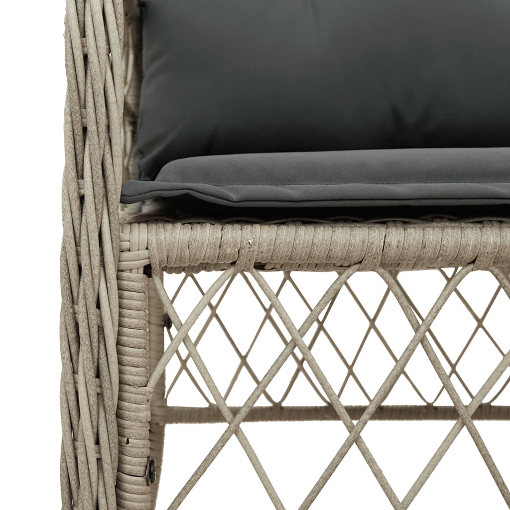 3-tlg. Bistro-Set mit Kissen Hellgrau Poly Rattan – Bild 6
