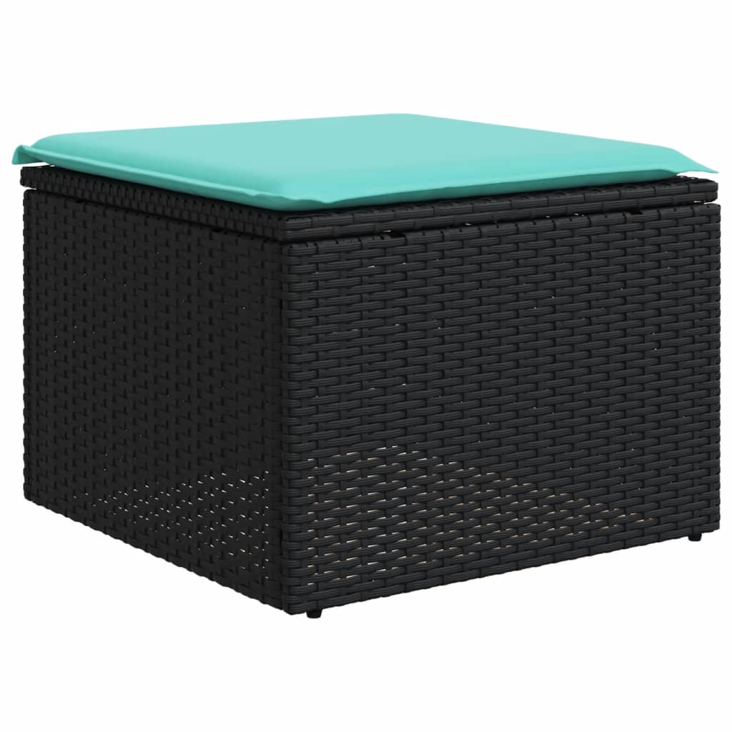 10-teiliges Gartensofa-Set mit Kissen, schwarzes Polyrattan – Bild 5