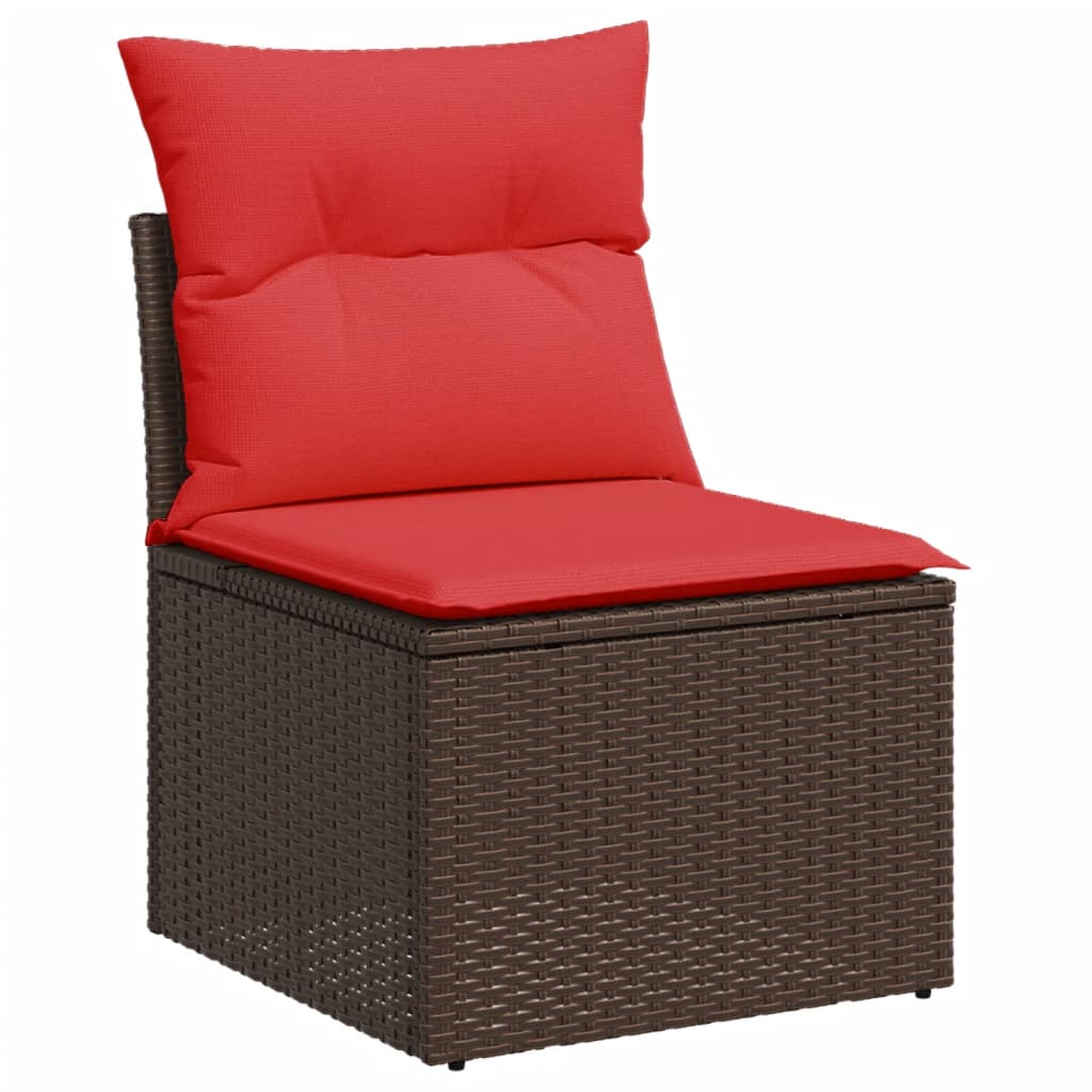 11-teiliges Gartensofa-Set mit Kissen, braun, Polyrattan – Bild 4