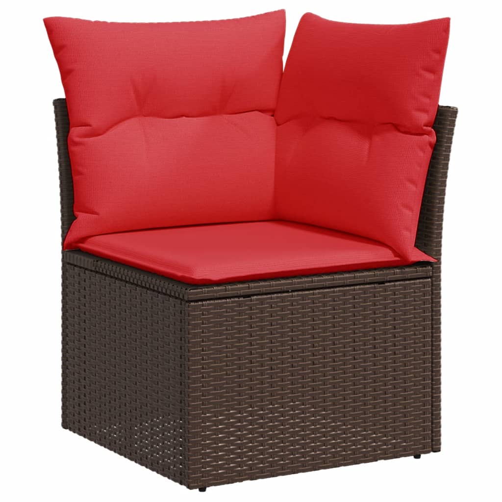 11-teiliges Gartensofa-Set mit Kissen, braun, Polyrattan – Bild 5