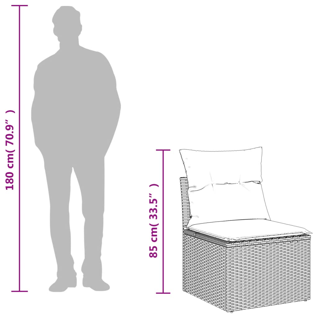 9-tlg. Garten-Sofagarnitur mit Kissen Schwarz Poly Rattan – Bild 11