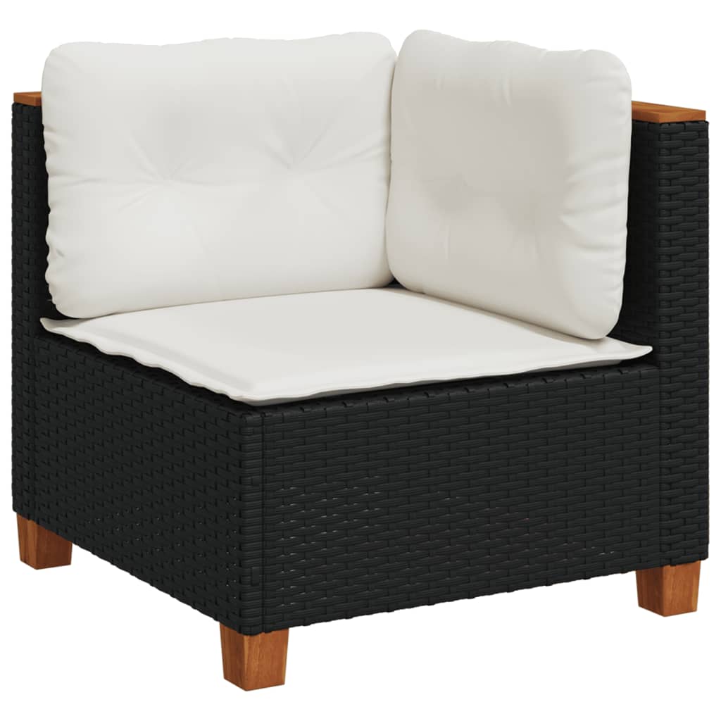 4-tlg. Garten-Sofagarnitur mit Kissen Schwarz Poly Rattan – Bild 3