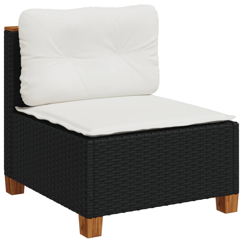 4-tlg. Garten-Sofagarnitur mit Kissen Schwarz Poly Rattan – Bild 4