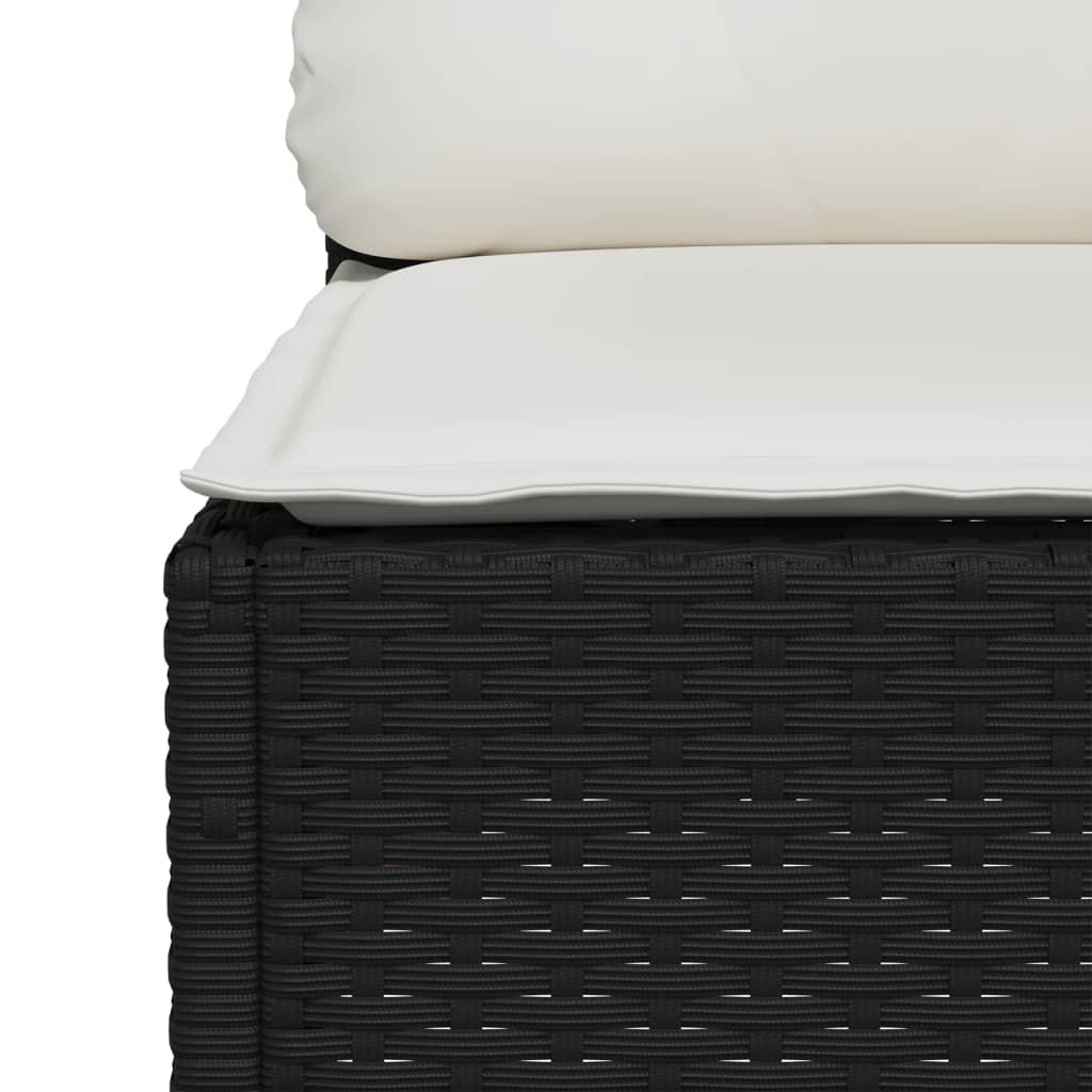 4-tlg. Garten-Sofagarnitur mit Kissen Schwarz Poly Rattan – Bild 5