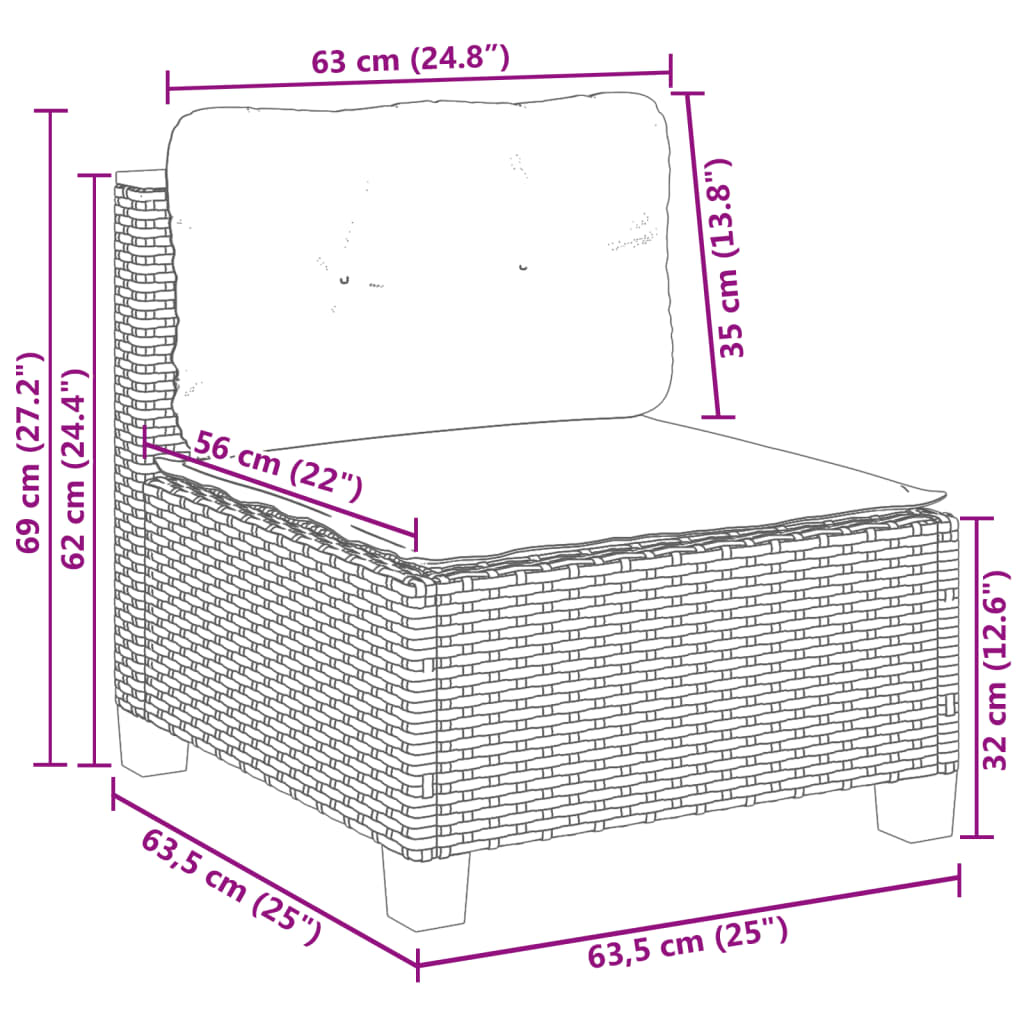 4-tlg. Garten-Sofagarnitur mit Kissen Schwarz Poly Rattan – Bild 9