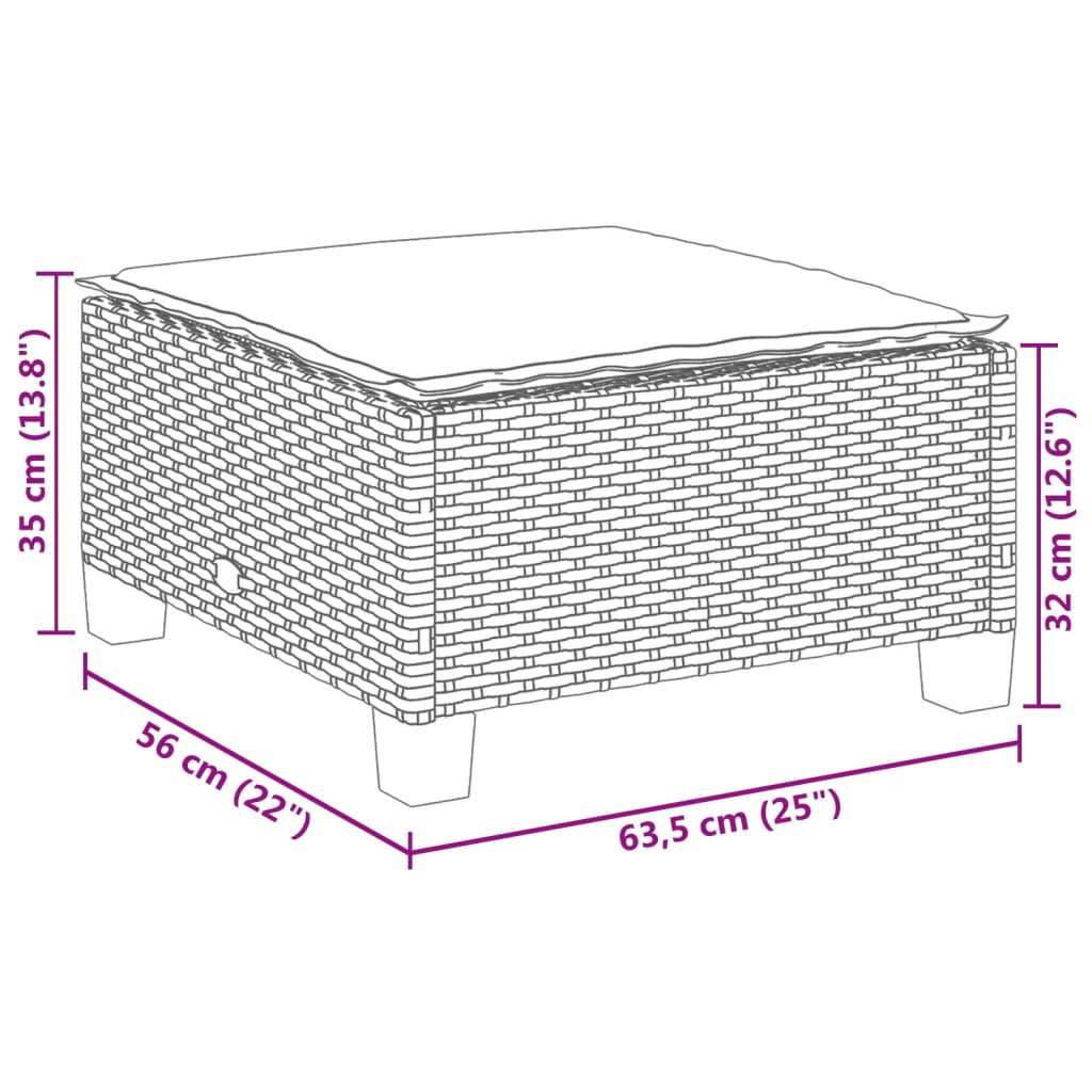 7-tlg. Garten-Sofagarnitur mit Kissen Schwarz Poly Rattan – Bild 13