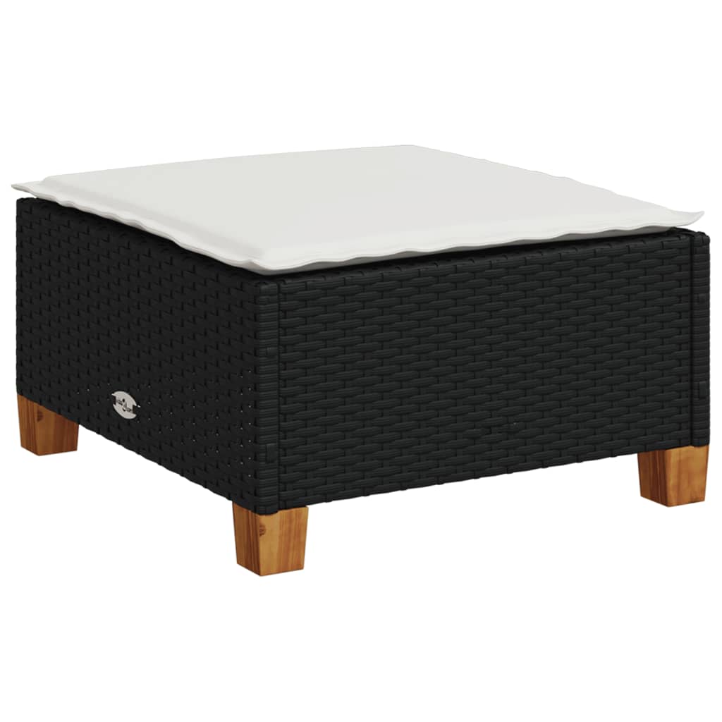 7-tlg. Garten-Sofagarnitur mit Kissen Schwarz Poly Rattan – Bild 3