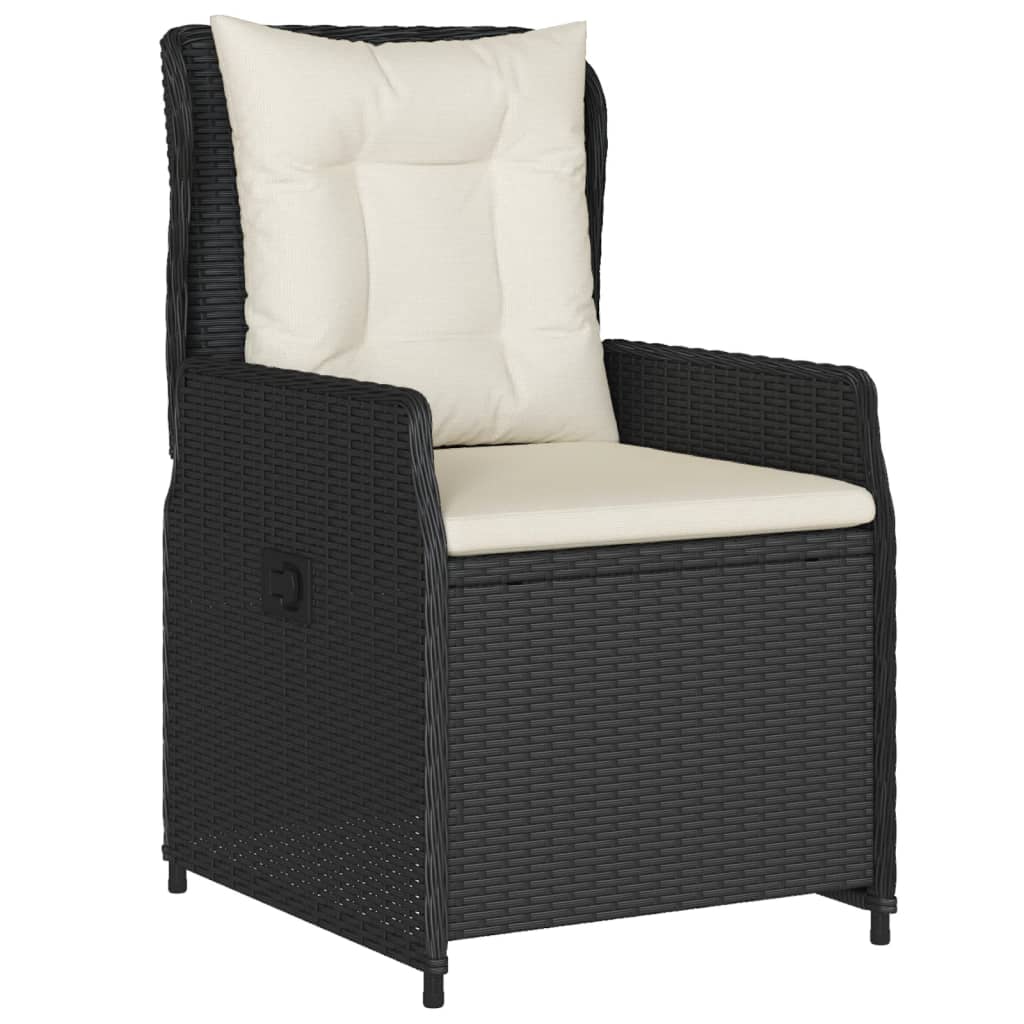 7-tlg. Garten-Essgruppe mit Kissen Schwarz Poly Rattan – Bild 3