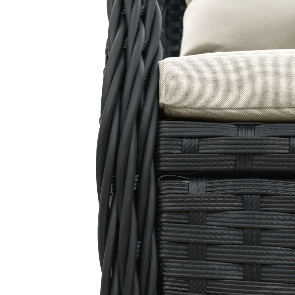 7-tlg. Garten-Essgruppe mit Kissen Schwarz Poly Rattan – Bild 6