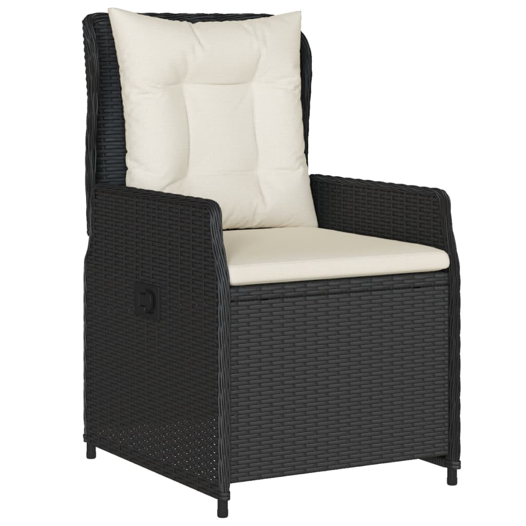 3-tlg. Garten-Essgruppe mit Kissen Schwarz Poly Rattan – Bild 3