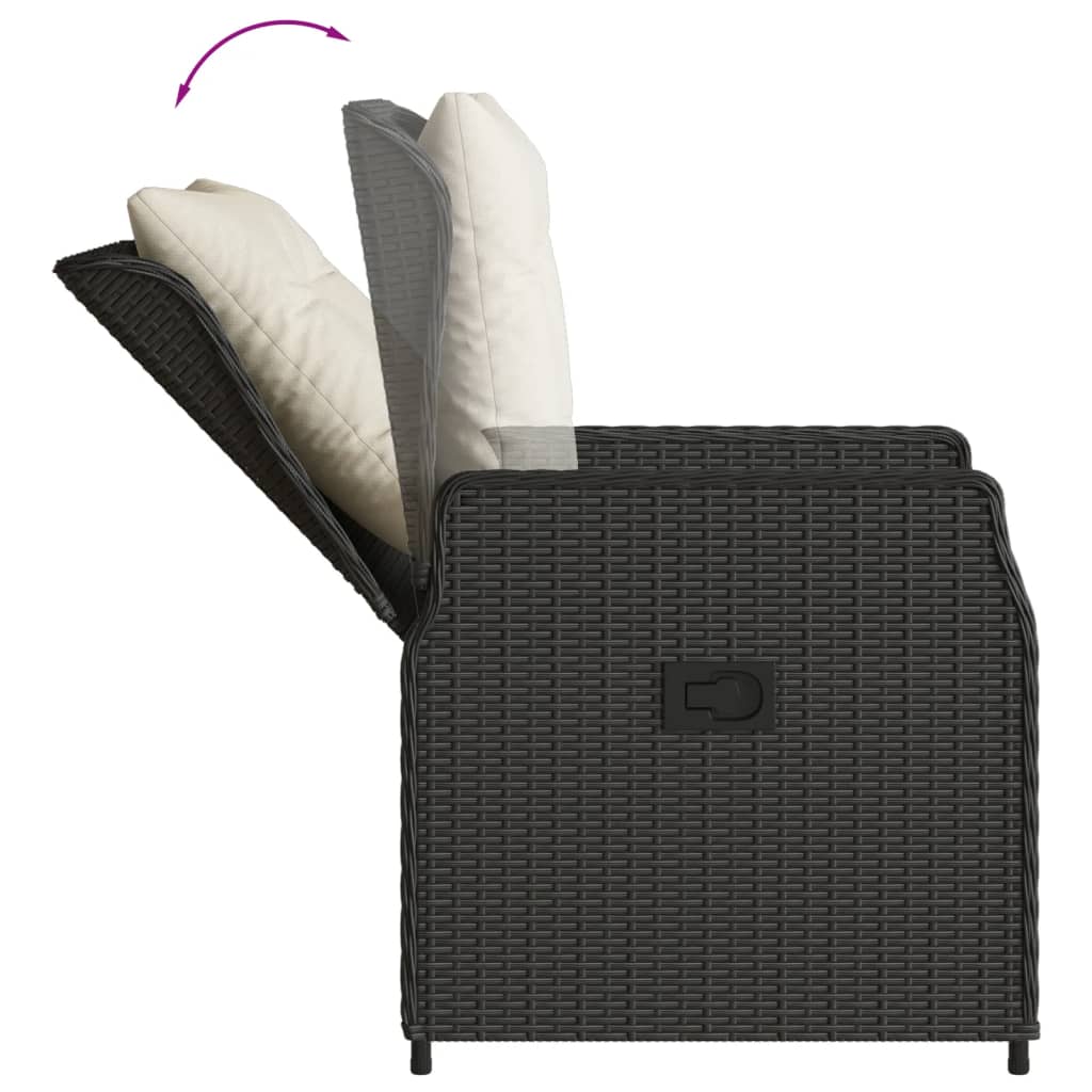 3-tlg. Garten-Essgruppe mit Kissen Schwarz Poly Rattan – Bild 5