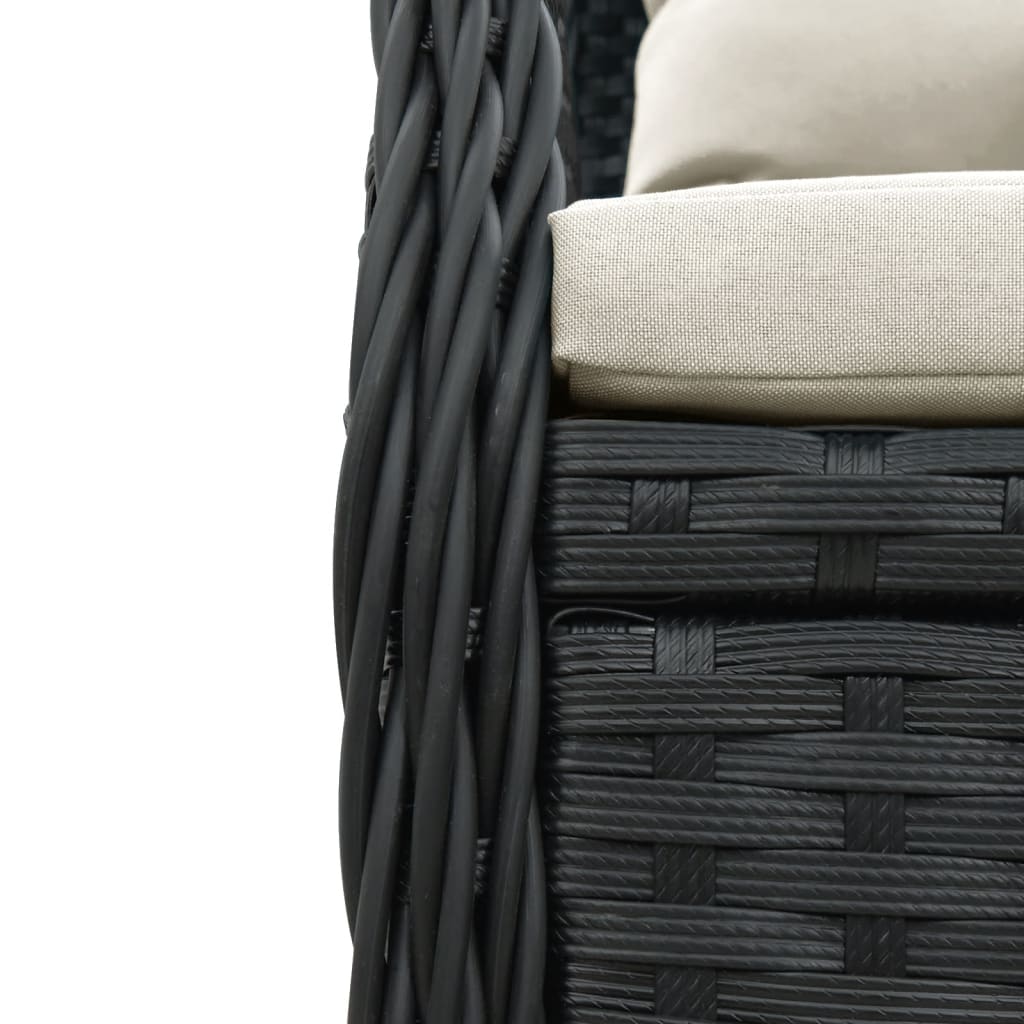 7-tlg. Garten-Essgruppe mit Kissen Schwarz Poly Rattan – Bild 6