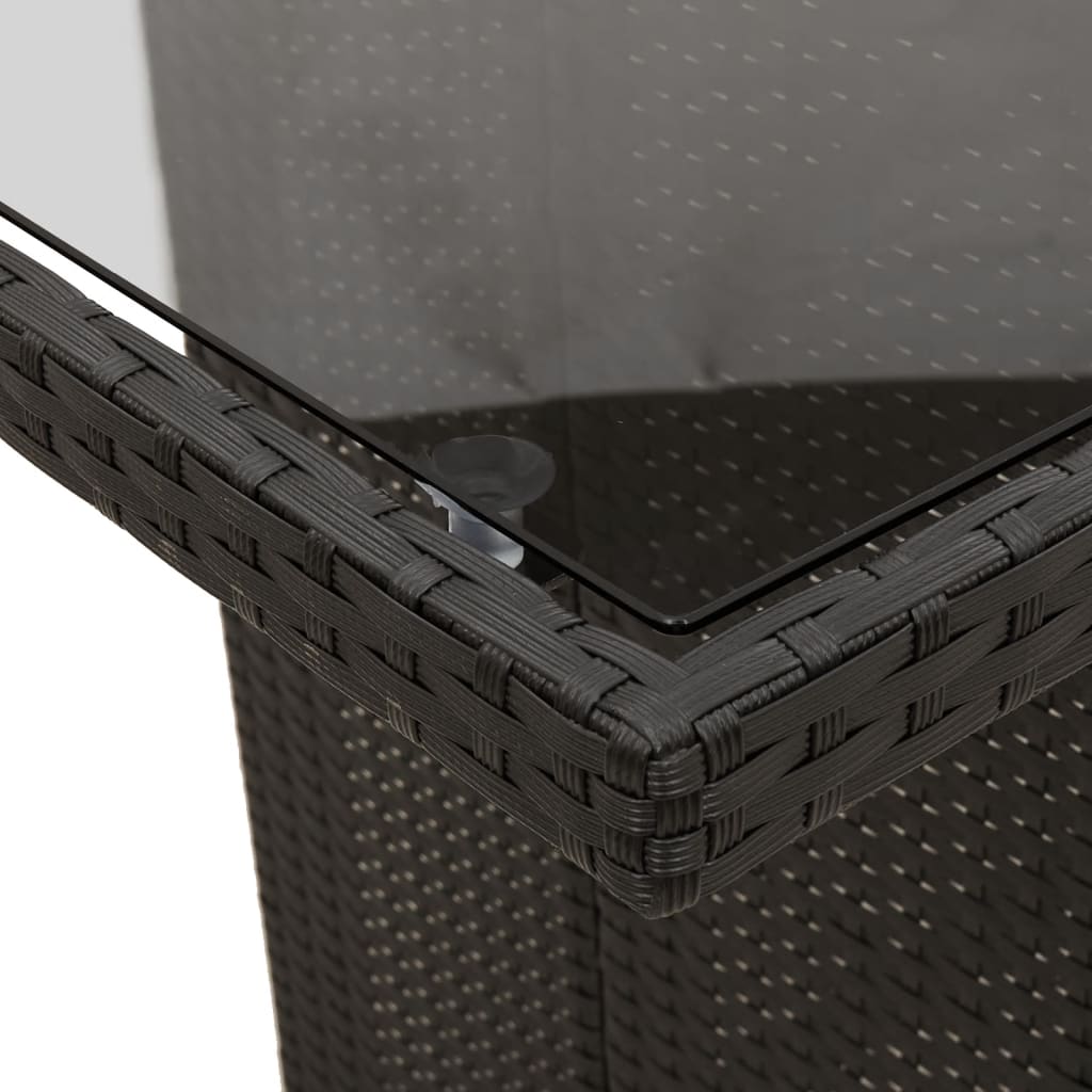 7-tlg. Garten-Essgruppe mit Kissen Schwarz Poly Rattan – Bild 7