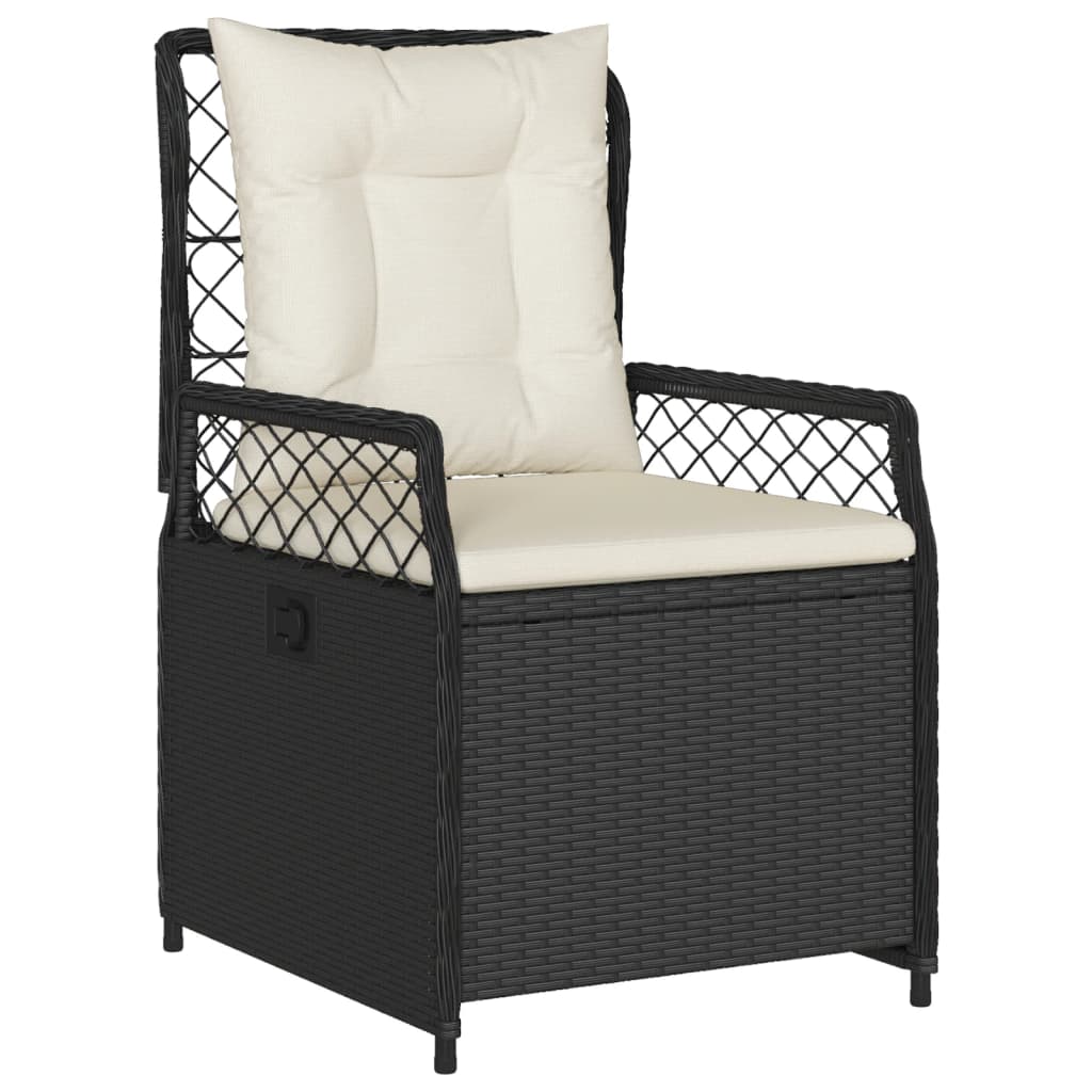 3-tlg. Garten-Essgruppe mit Kissen Schwarz Poly Rattan – Bild 3