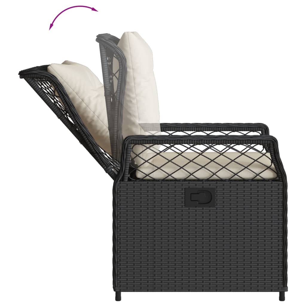3-tlg. Garten-Essgruppe mit Kissen Schwarz Poly Rattan – Bild 5