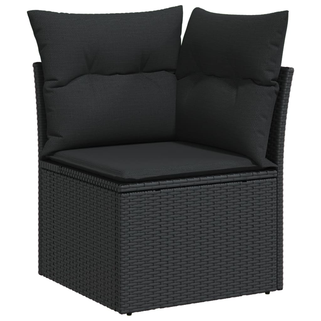 5-tlg. Garten-Sofagarnitur mit Kissen Schwarz Poly Rattan – Bild 2