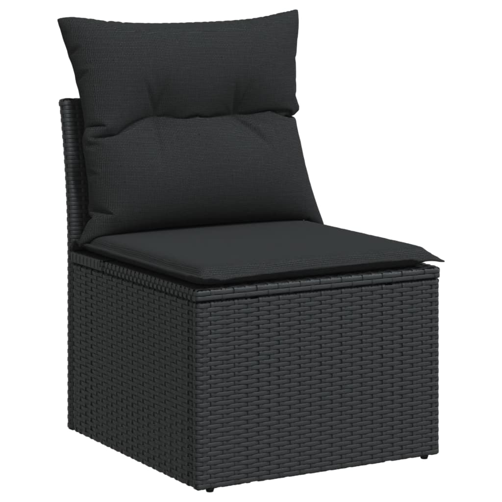 5-tlg. Garten-Sofagarnitur mit Kissen Schwarz Poly Rattan – Bild 3