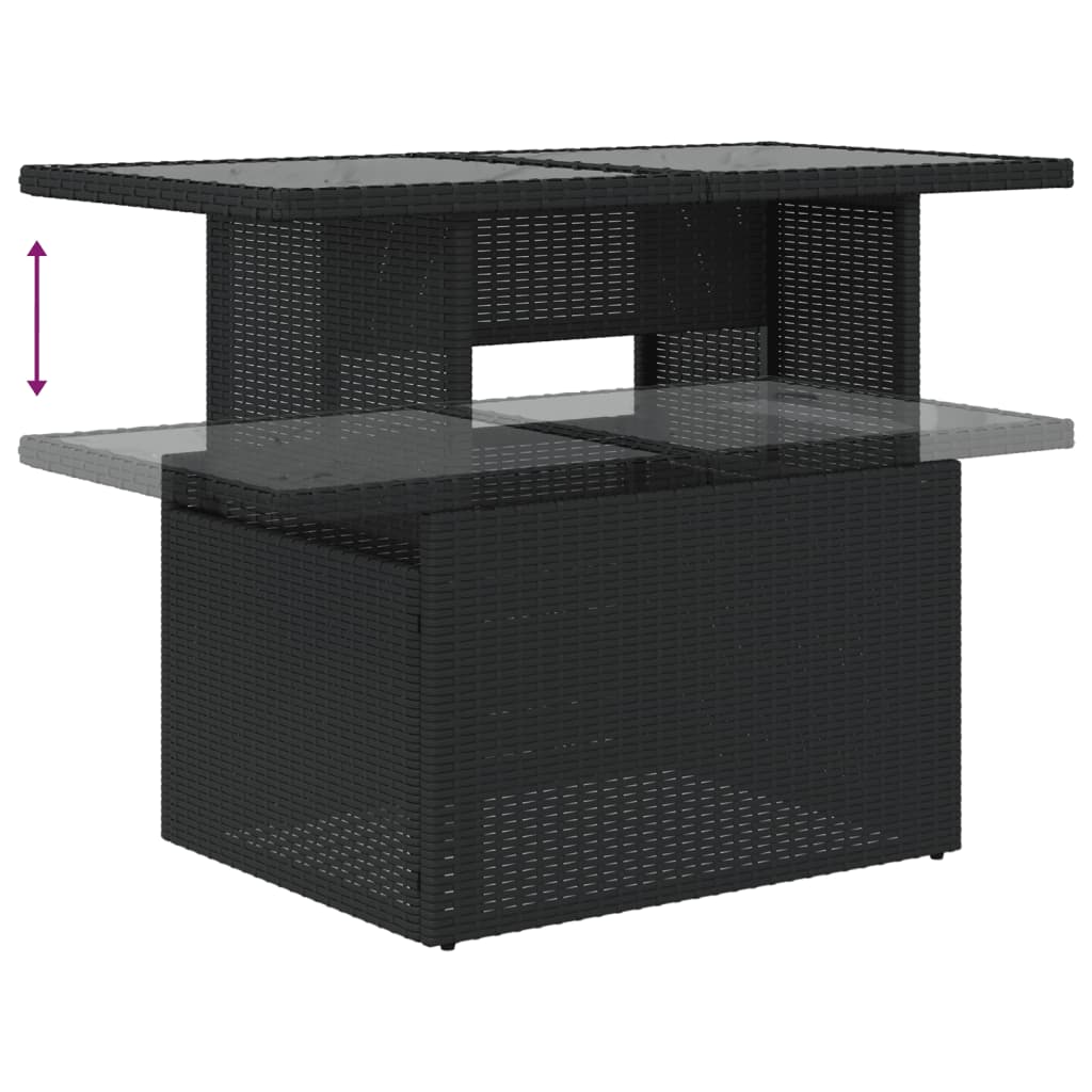5-tlg. Garten-Sofagarnitur mit Kissen Schwarz Poly Rattan – Bild 5
