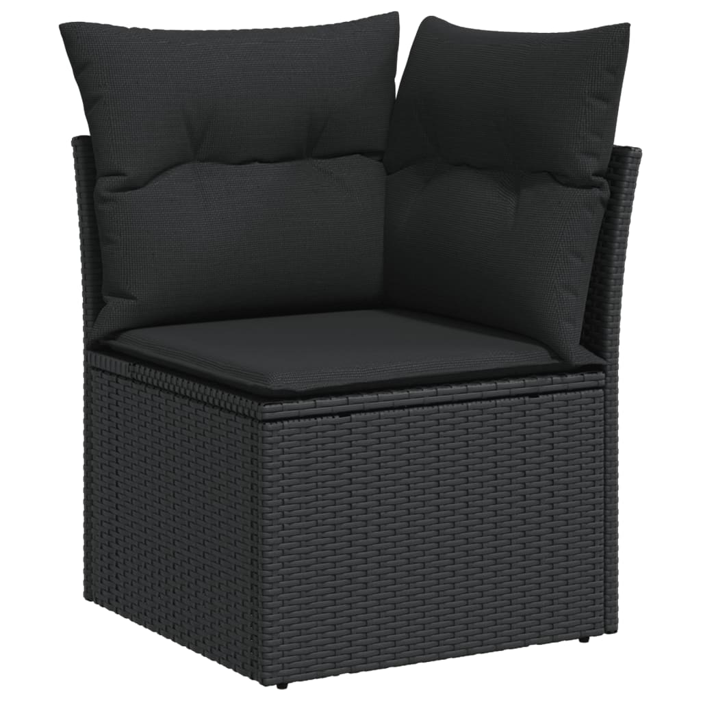 7-tlg. Garten-Sofagarnitur mit Kissen Schwarz Poly Rattan – Bild 3