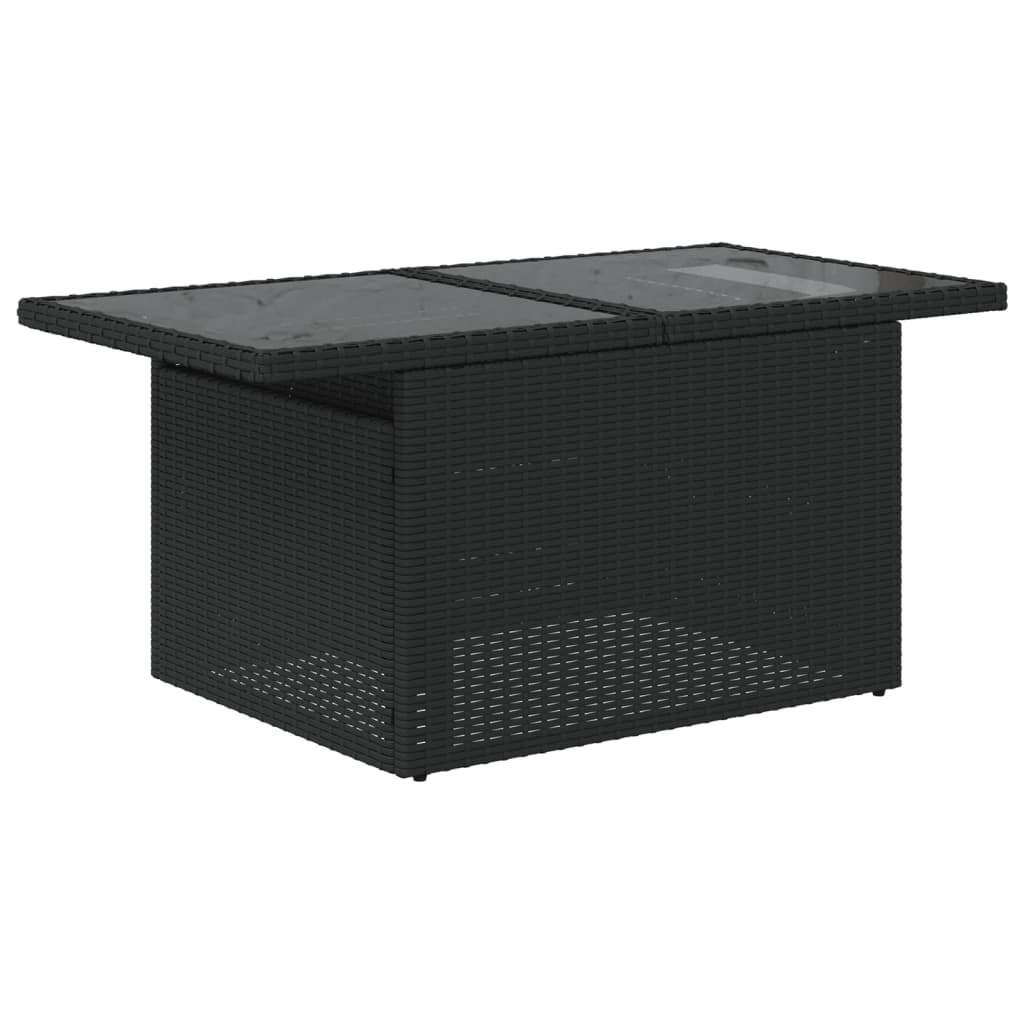 7-tlg. Garten-Sofagarnitur mit Kissen Schwarz Poly Rattan – Bild 5