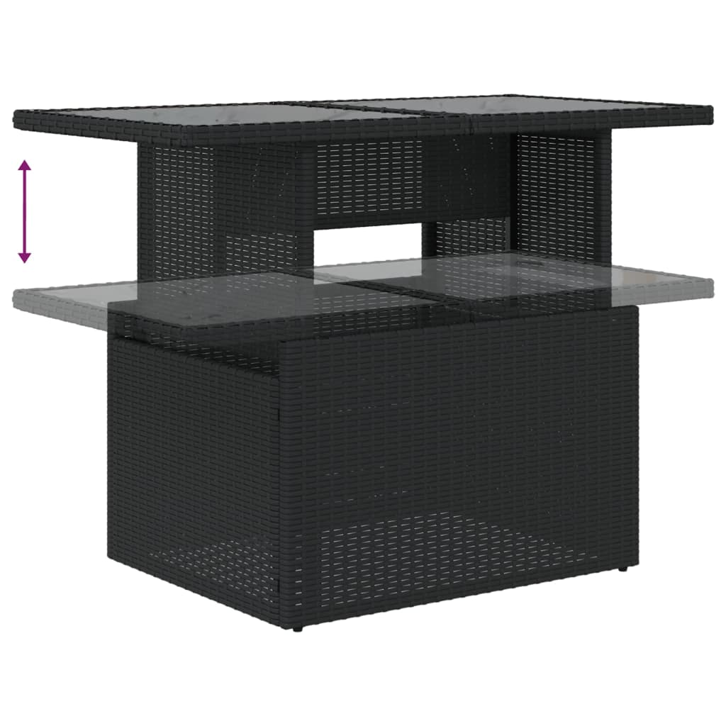 7-tlg. Garten-Sofagarnitur mit Kissen Schwarz Poly Rattan – Bild 6