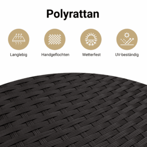 7-tlg. Garten-Sofagarnitur mit Kissen Schwarz Poly Rattan