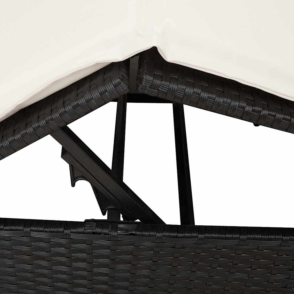 Doppelte Sonnenliege Warmes Weiß 205 x 129 x 200 cm Poly-Rattan – Bild 8