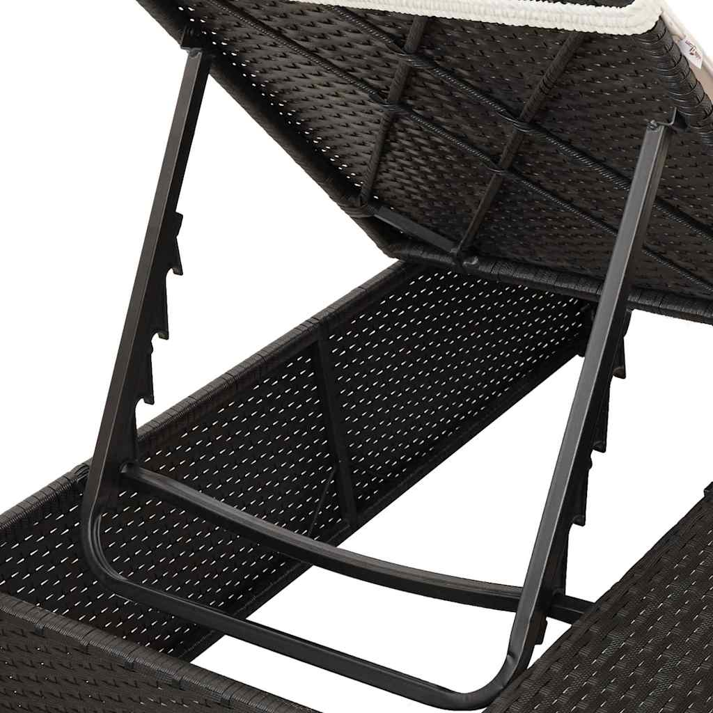 Doppelte Sonnenliege Warmes Weiß 205 x 129 x 200 cm Poly-Rattan – Bild 9