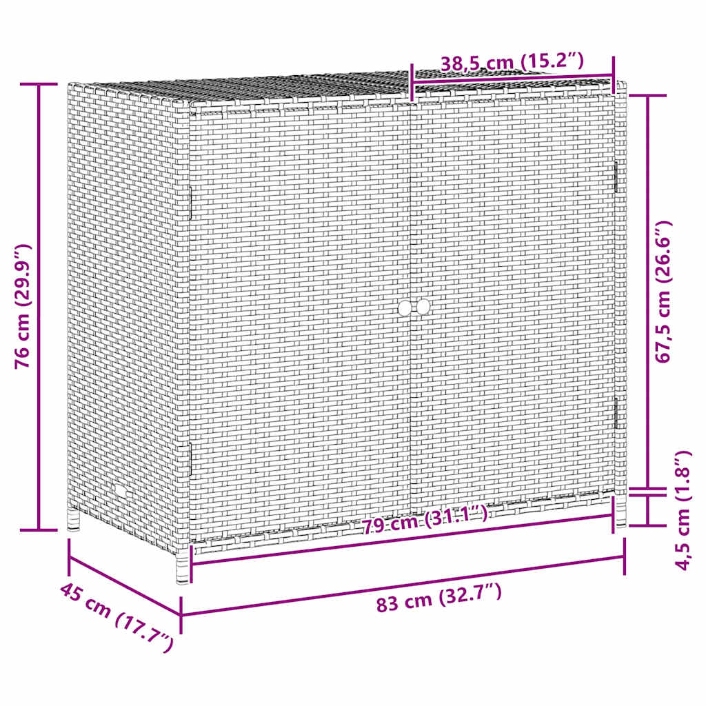 Gartenschrank Schwarz 83x45x76 cm Poly Rattan – Bild 14
