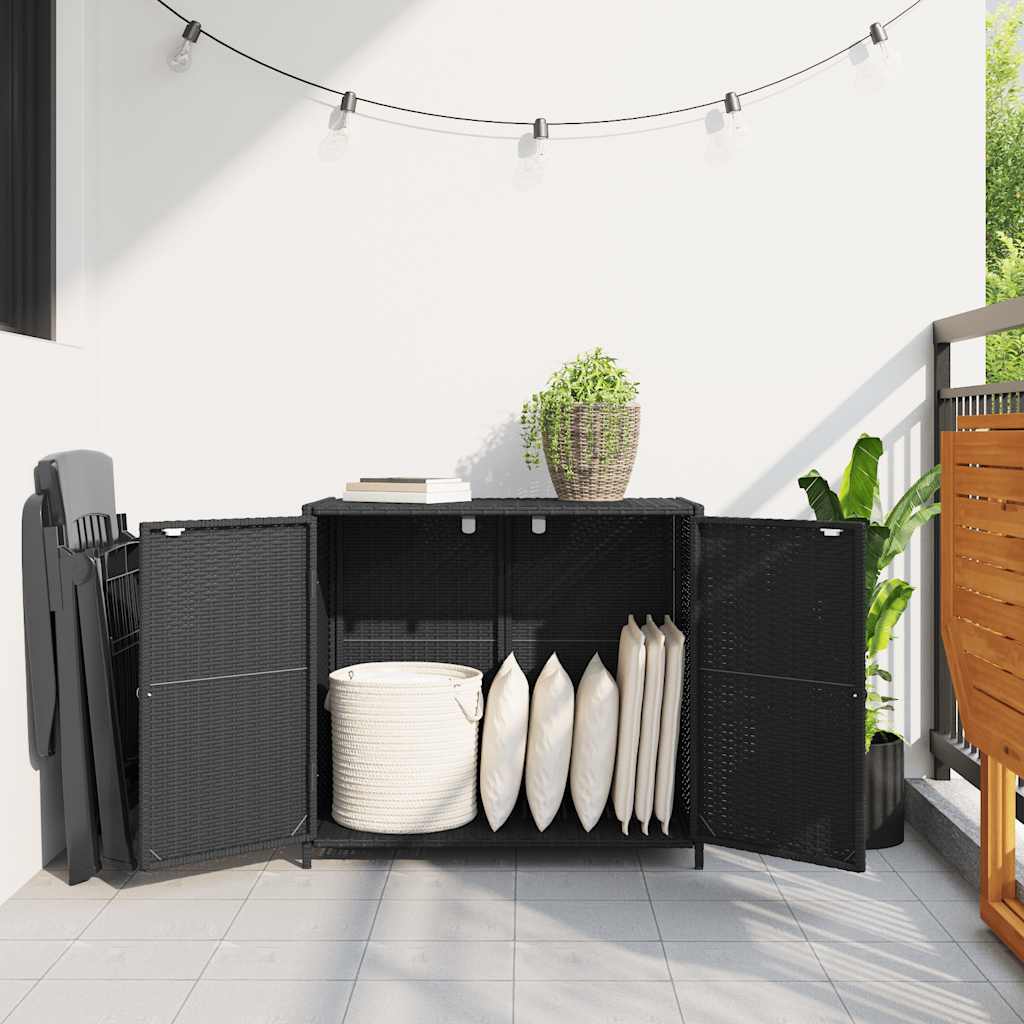 Gartenschrank Schwarz 83x45x76 cm Poly Rattan – Bild 3