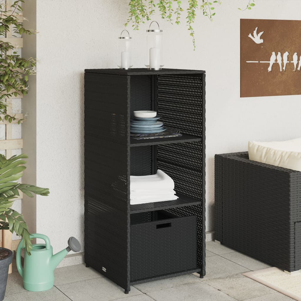 Gartenschrank Schwarz 50x55x115 cm Poly Rattan – Bild 3
