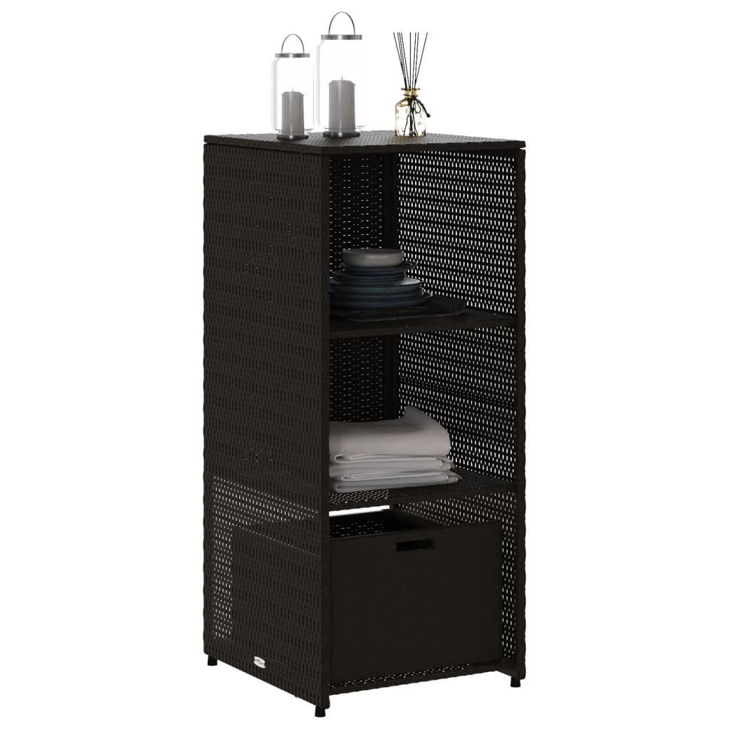Gartenschrank Schwarz 50x55x115 cm Poly Rattan – Bild 4