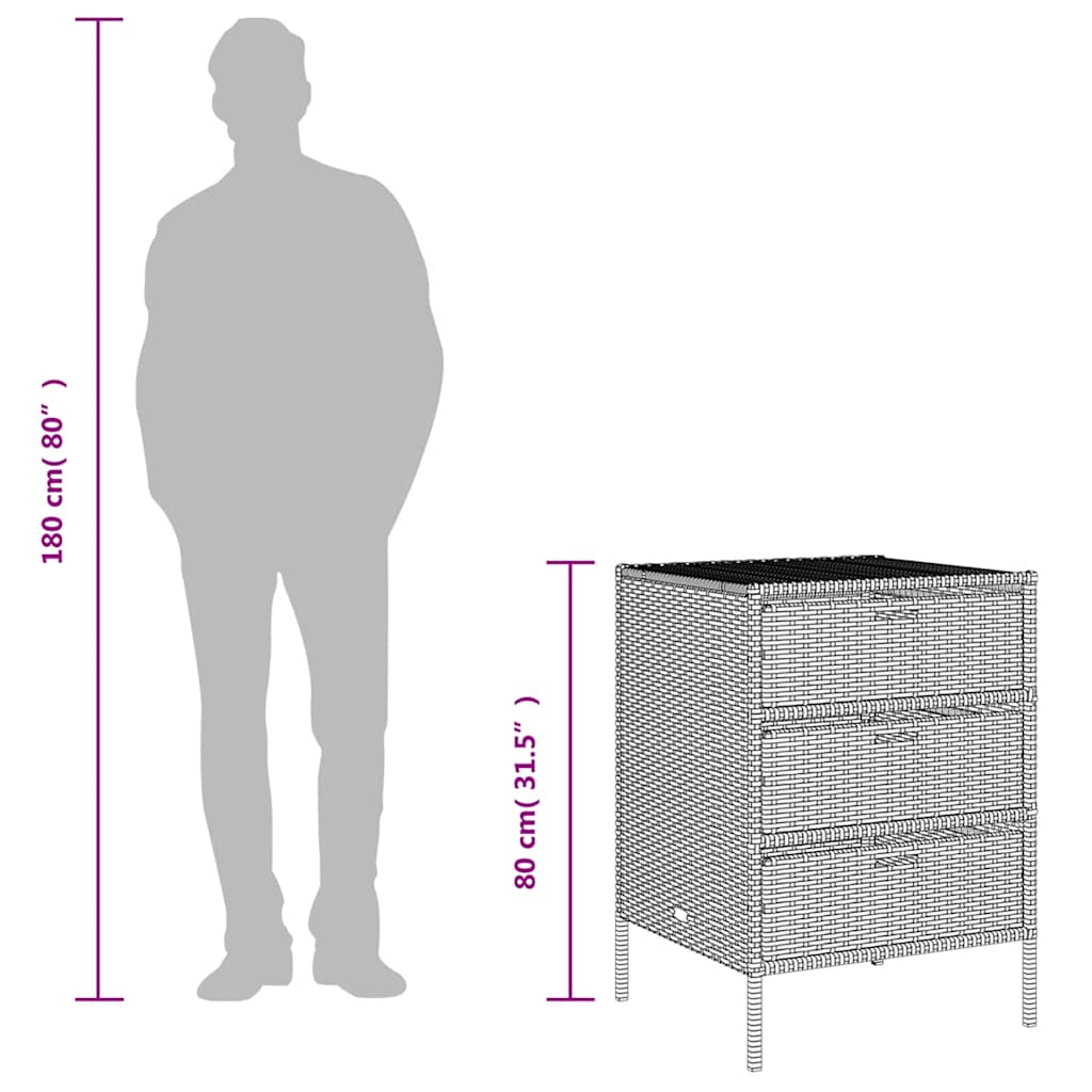 Gartenschrank Schwarz 55x59x80 cm Poly Rattan – Bild 10