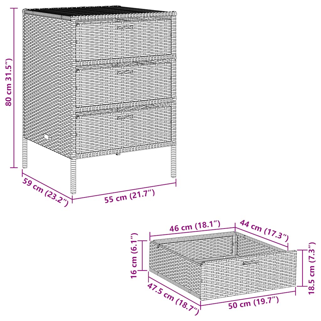 Gartenschrank Schwarz 55x59x80 cm Poly Rattan – Bild 11