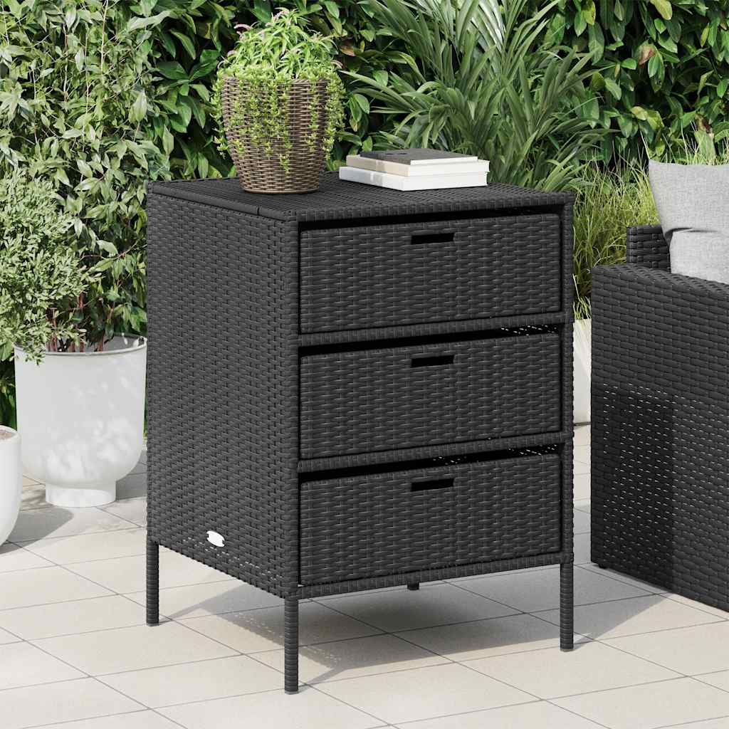 Gartenschrank Schwarz 55x59x80 cm Poly Rattan – Bild 3