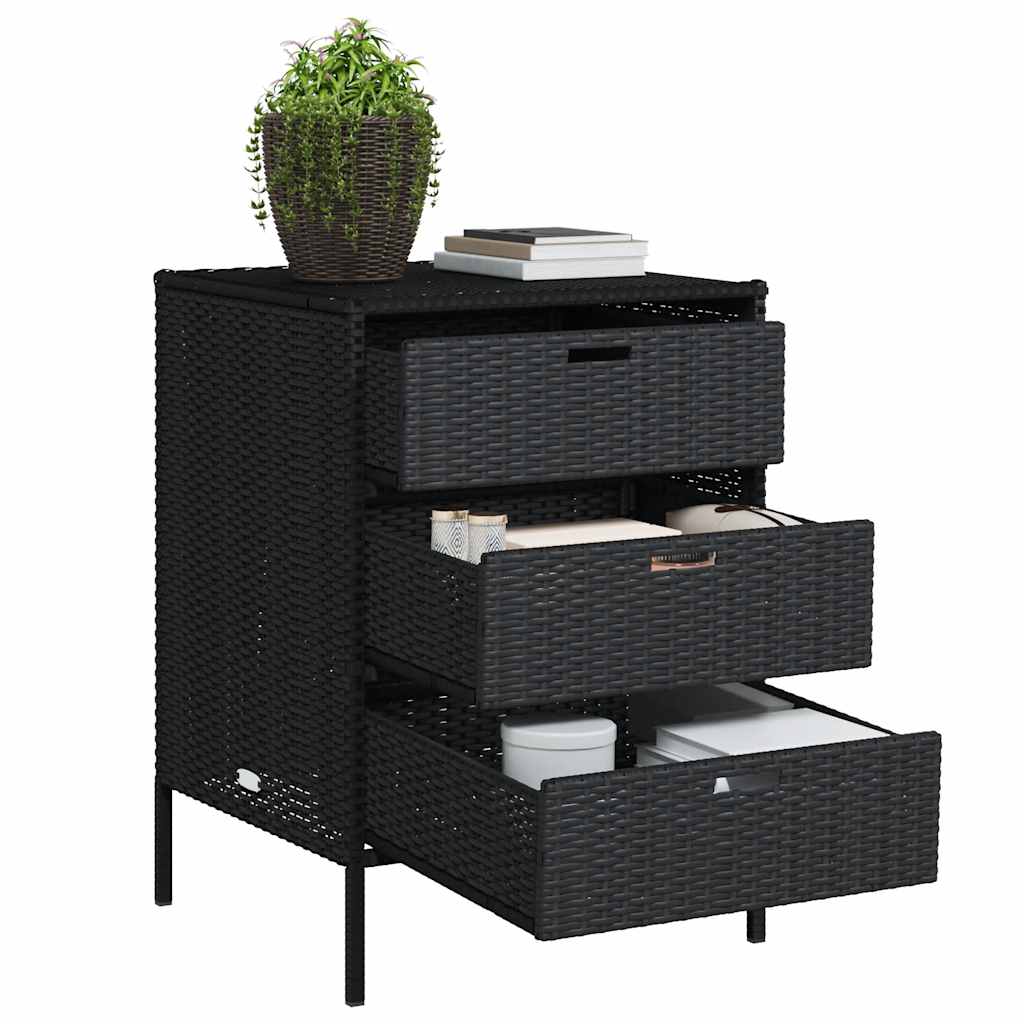 Gartenschrank Schwarz 55x59x80 cm Poly Rattan – Bild 4