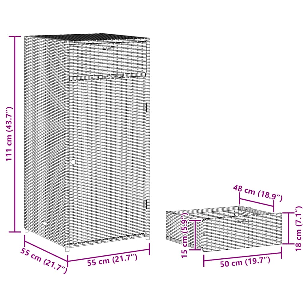Gartenschrank Schwarz 55x55x111 cm Poly Rattan – Bild 14