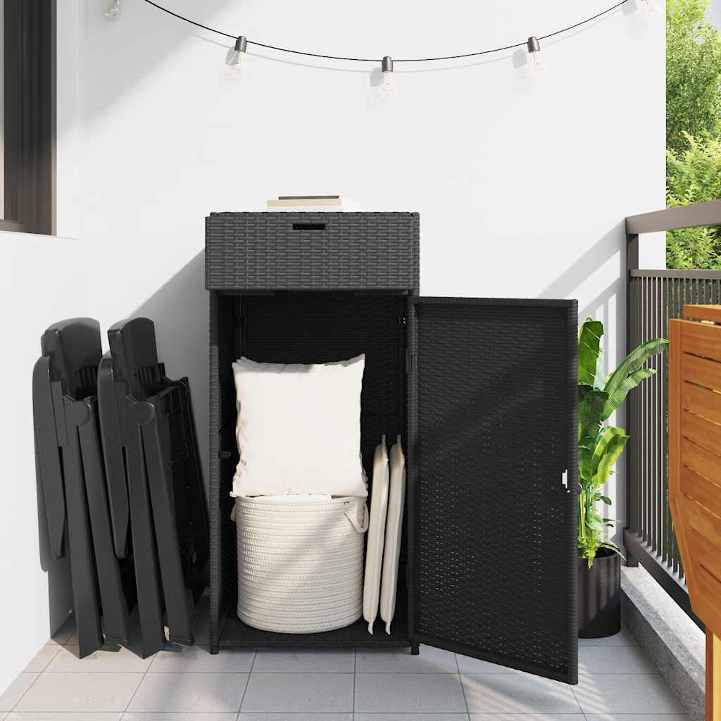 Gartenschrank Schwarz 55x55x111 cm Poly Rattan – Bild 3