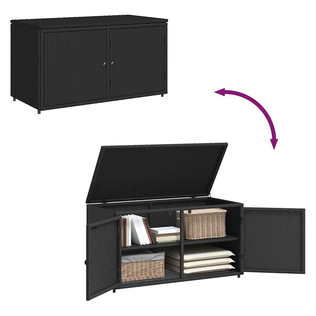 Gartenschrank Schwarz 110x55x60,5 cm Poly Rattan – Bild 10