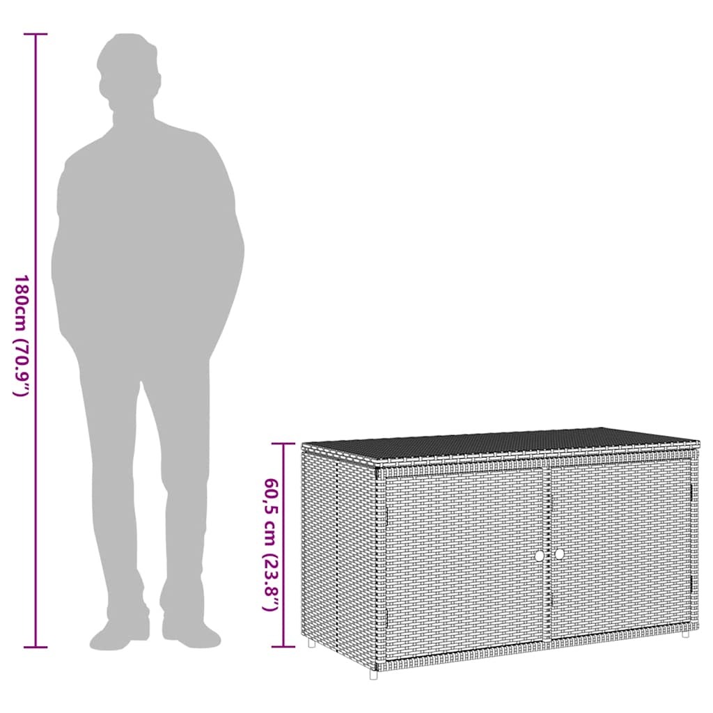 Gartenschrank Schwarz 110x55x60,5 cm Poly Rattan – Bild 14