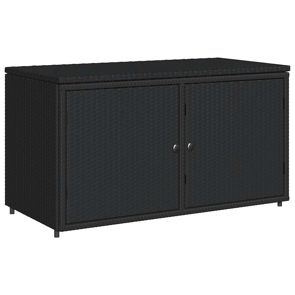 Gartenschrank Schwarz 110x55x60,5 cm Poly Rattan – Bild 2