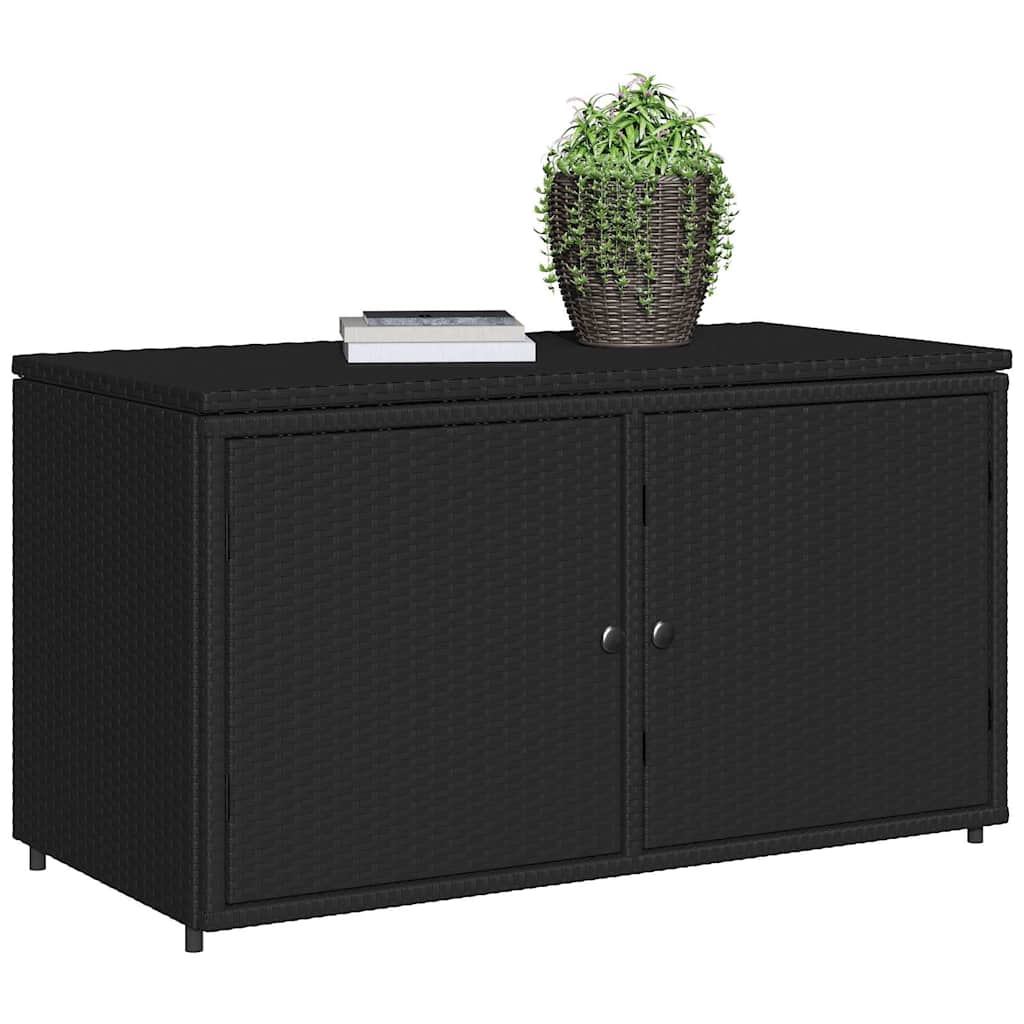 Gartenschrank Schwarz 110x55x60,5 cm Poly Rattan – Bild 4